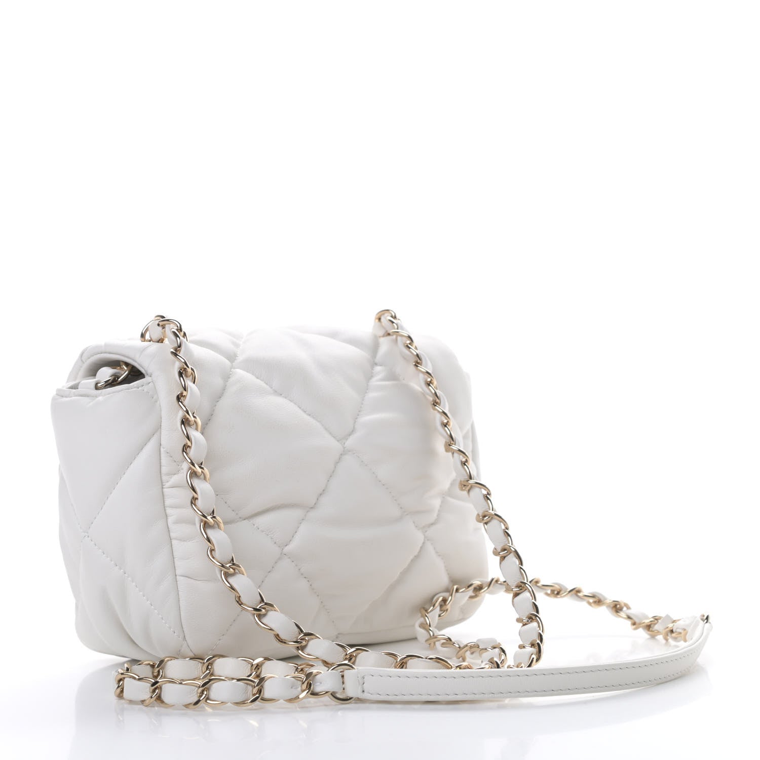 Chanel Calfskin Quilted Mini Square Bubbly Flap White 3 of 13