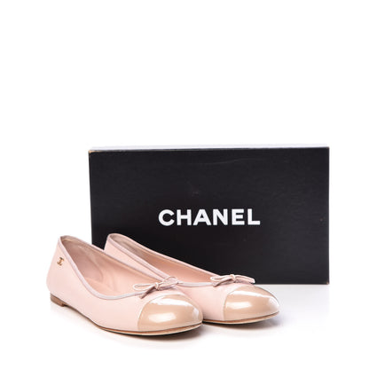 Chanel Lambskin Patent Cap Toe CC Ballerina Flats 39 Rose Clair 18 of 18