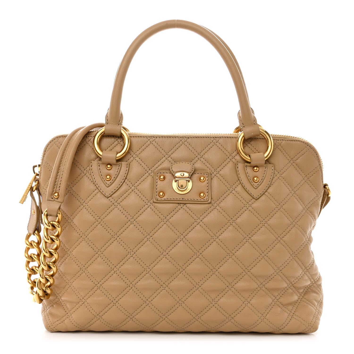 Marc Jacobs Lacquered Goatskin Quilted Karlie Satchel Brown 1 of 16