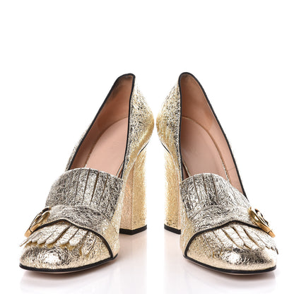 Gucci Galassia GG Marmont Fringe 105mm Loafer Pumps 40 Platino 5 of 9