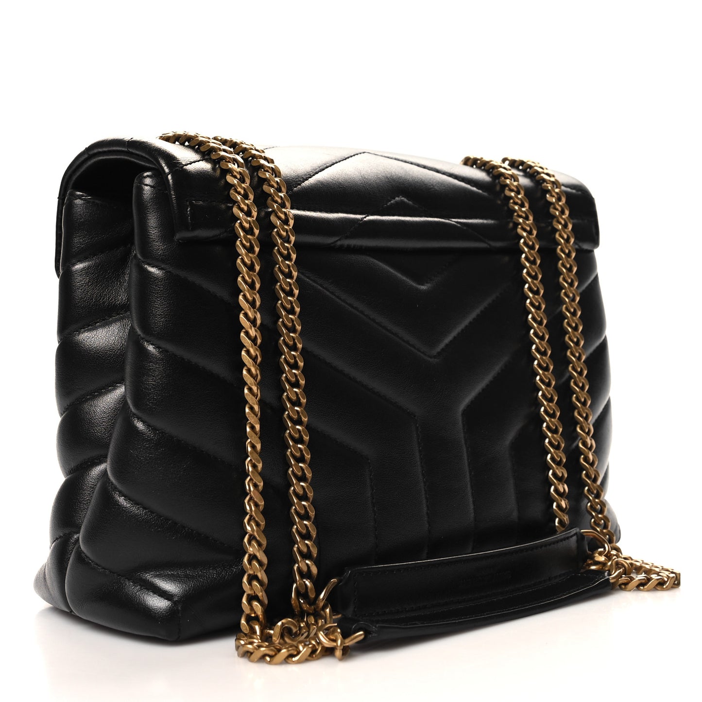 Calfskin Y Quilted Monogram Small Loulou Chain Satchel Black