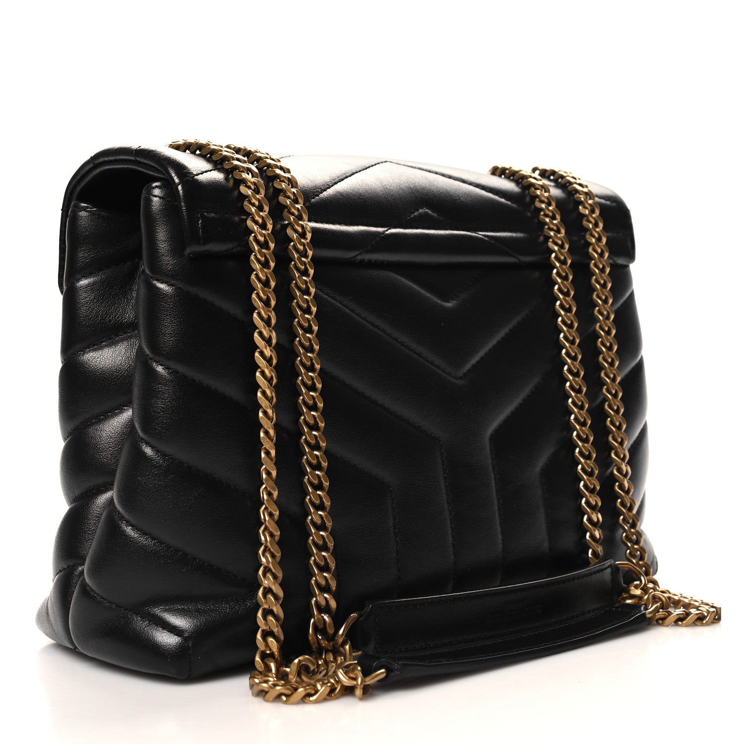 Saint Laurent Calfskin Y Quilted Monogram Small Loulou Chain Satchel Black 3 of 11
