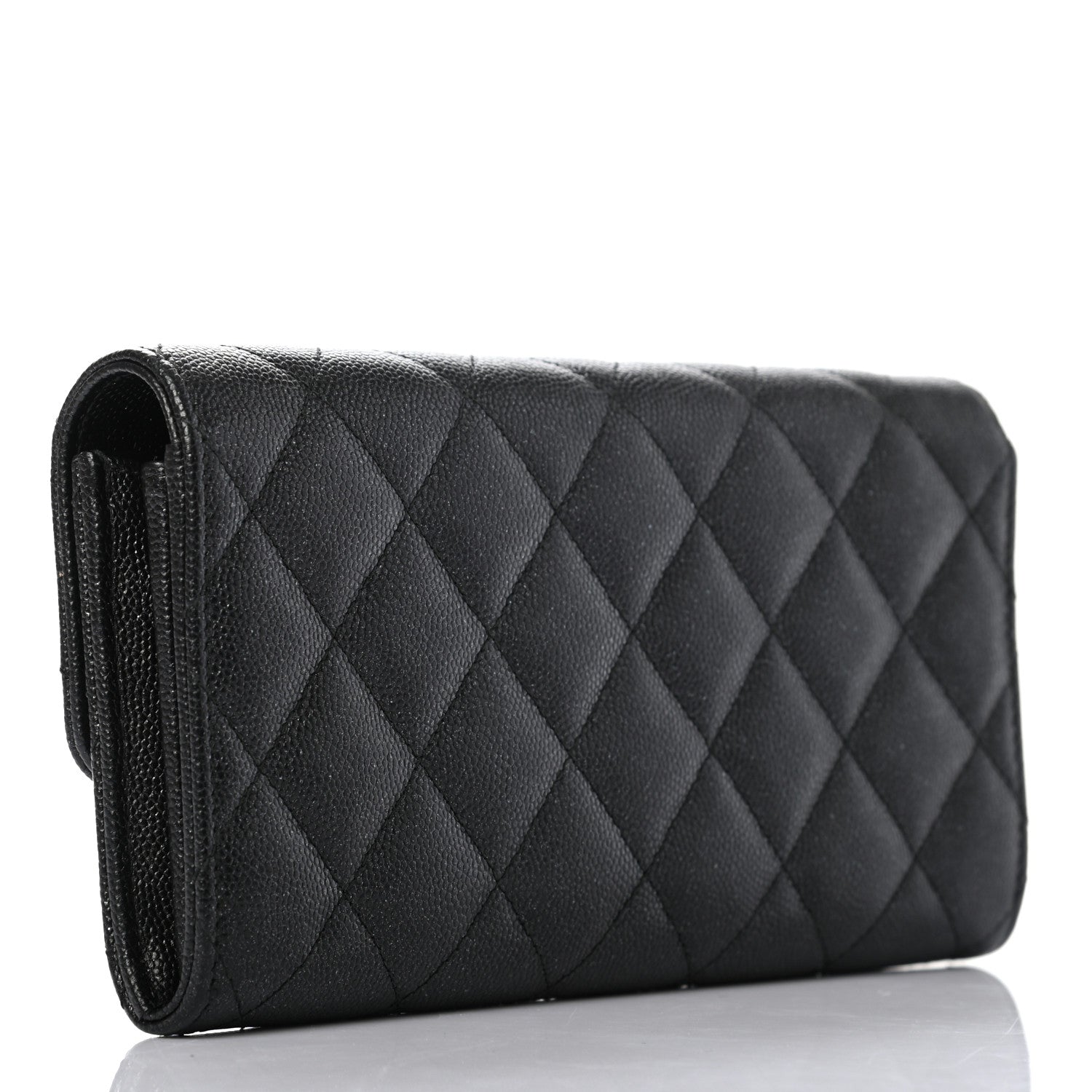 Chanel Iridescent Caviar Quilted Large Gusset Flap Wallet Black 3 of 9