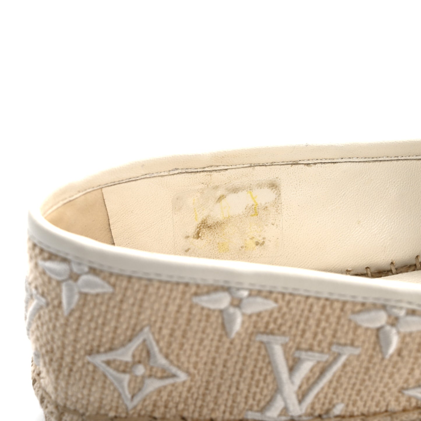 Canvas Monogram Starboard Espadrille Flats 37 Beige White