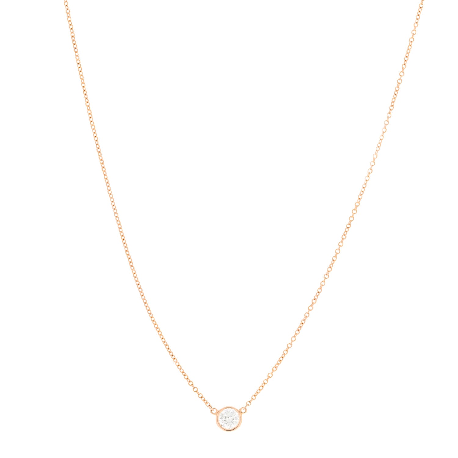 Tiffany 18K Rose Gold Diamond .33ct Elsa Peretti Diamonds by the Yard Pendant Necklace 1 of 5