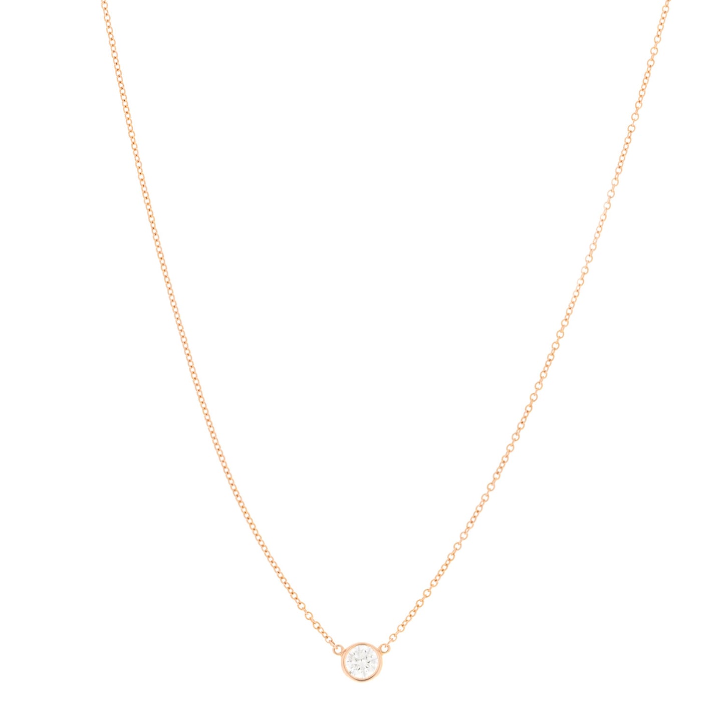 18K Rose Gold Diamond .33ct Elsa Peretti Diamonds by the Yard Pendant Necklace