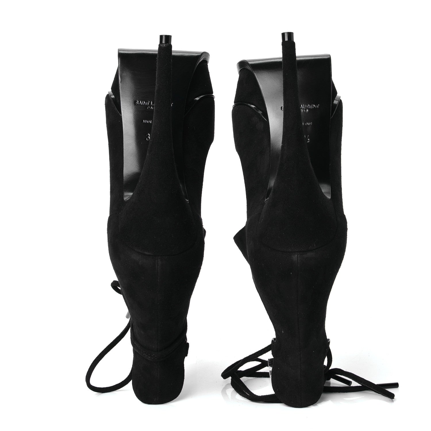 Saint Laurent Suede Lou Tribute 105 Lace Platform Sandals 37.5 Black 5 of 5
