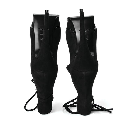 Saint Laurent Suede Lou Tribute 105 Lace Platform Sandals 37.5 Black 5 of 5