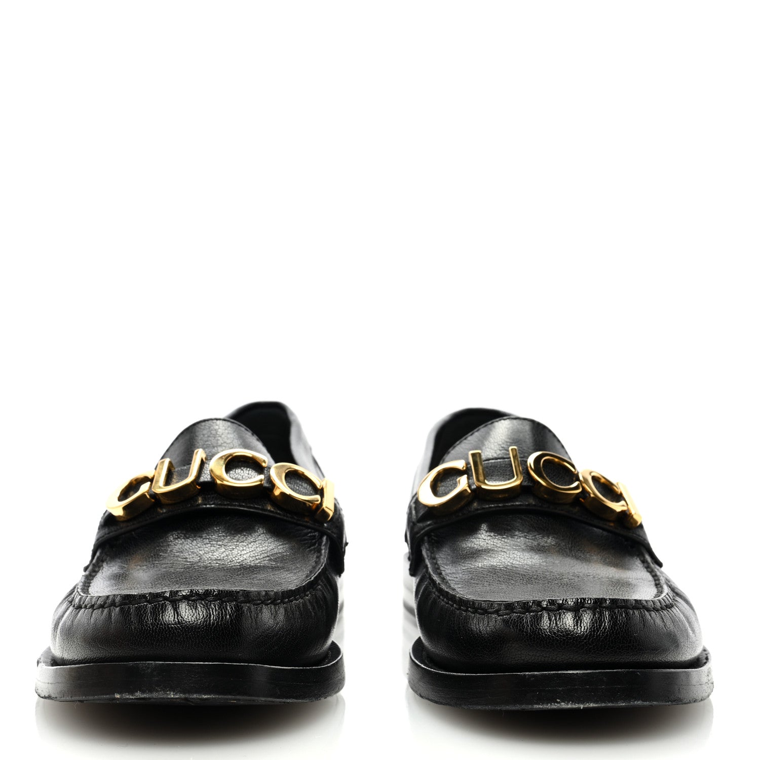 Gucci Goatskin Womens Logo 15mm Loafers 40 Black 3 of 8