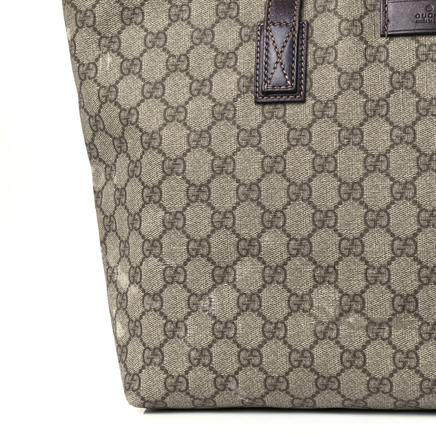 GG Supreme Monogram Medium Zippered Shopping Tote Dark Brown