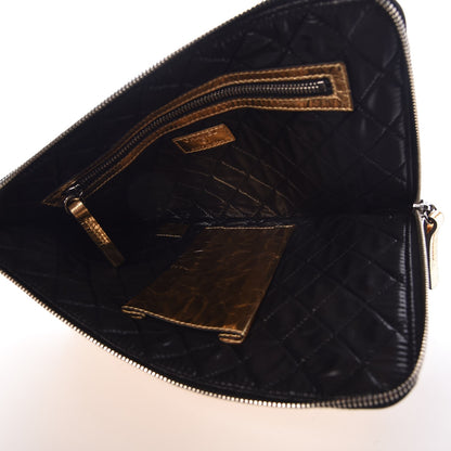 Chanel Metallic Lambskin Medium Je Ne Suis Pas En Solde Pouch Clutch Gold 5 of 7