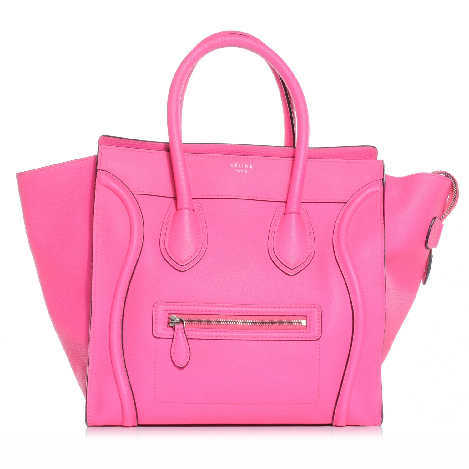 Celine Drummed Calfskin Mini Luggage Fluo Pink 1 of 9