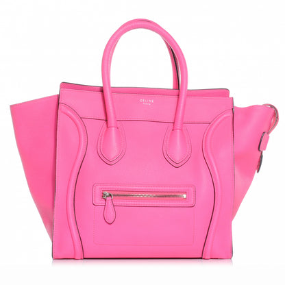 Celine Drummed Calfskin Mini Luggage Fluo Pink 1 of 9