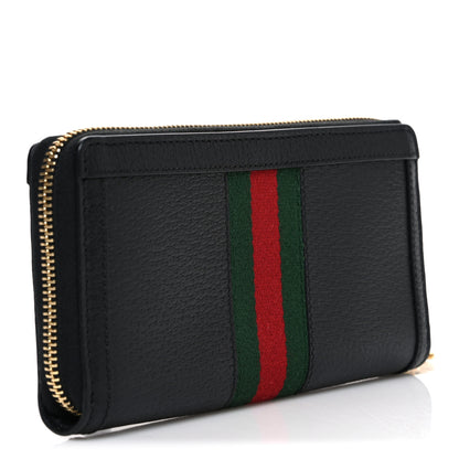 Gucci Calfskin Web Ophidia Zip Around Wallet Black 3 of 7
