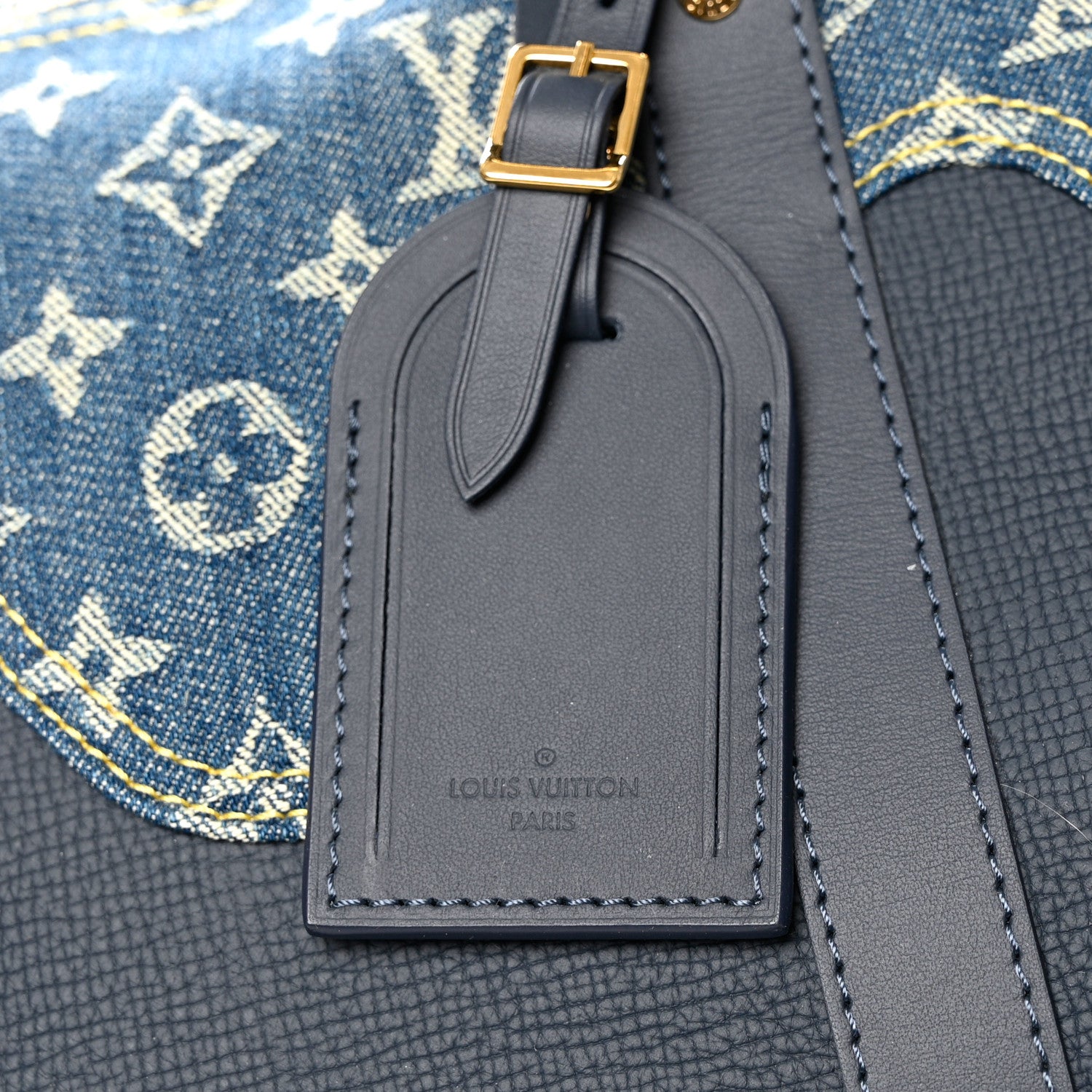 Louis Vuitton X NIGO Taurillon Monogram Denim Drip Keepall Bandouliere 50 Blue 6 of 9