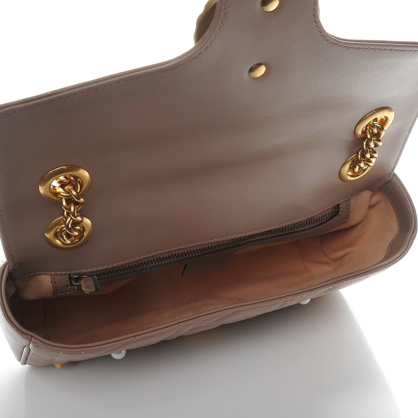 Calfskin Matelasse Studded Mini Pearly GG Marmont Shoulder Bag Porcelain Rose