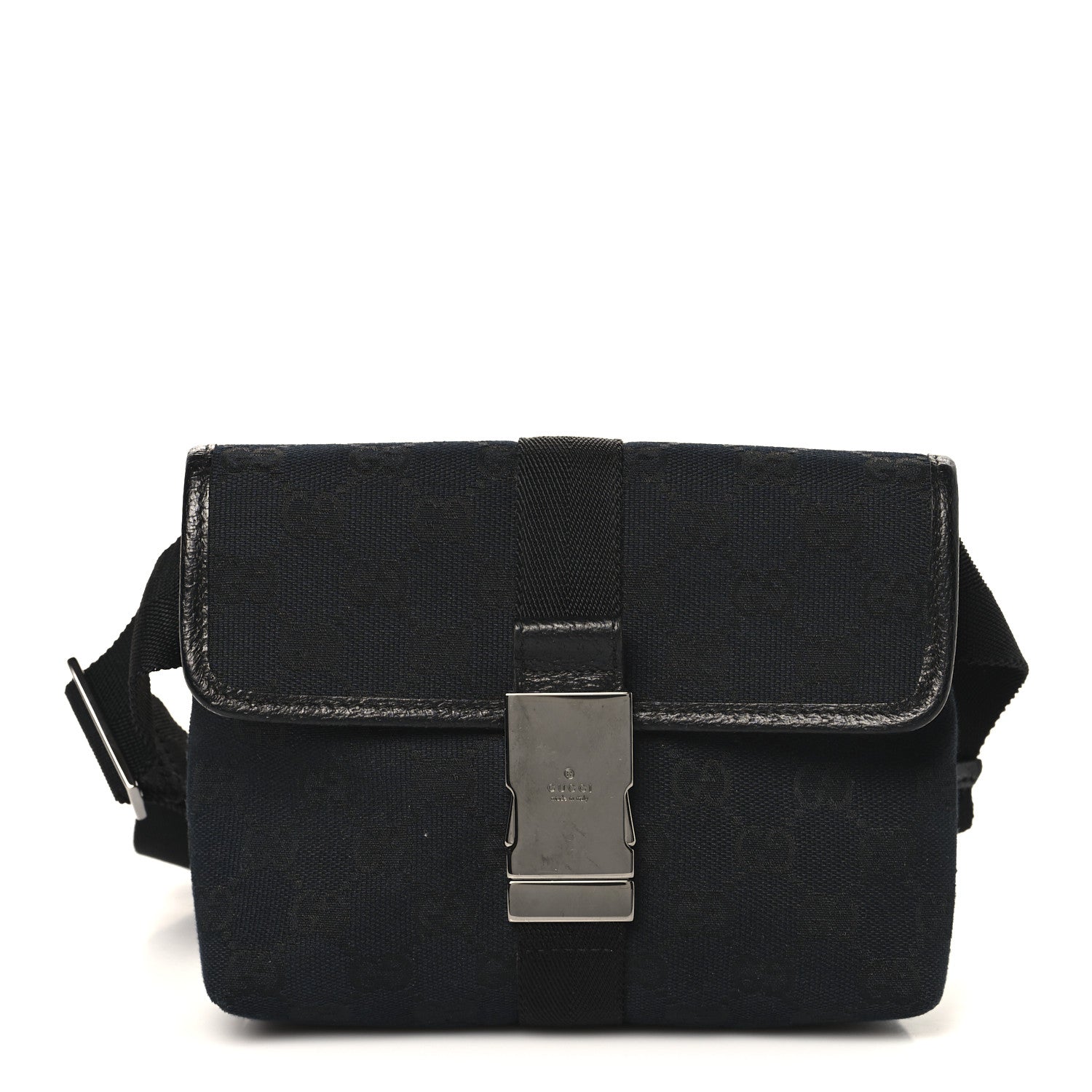 Gucci GG Monogram Web Buckle Belt Bag Black 1 of 10