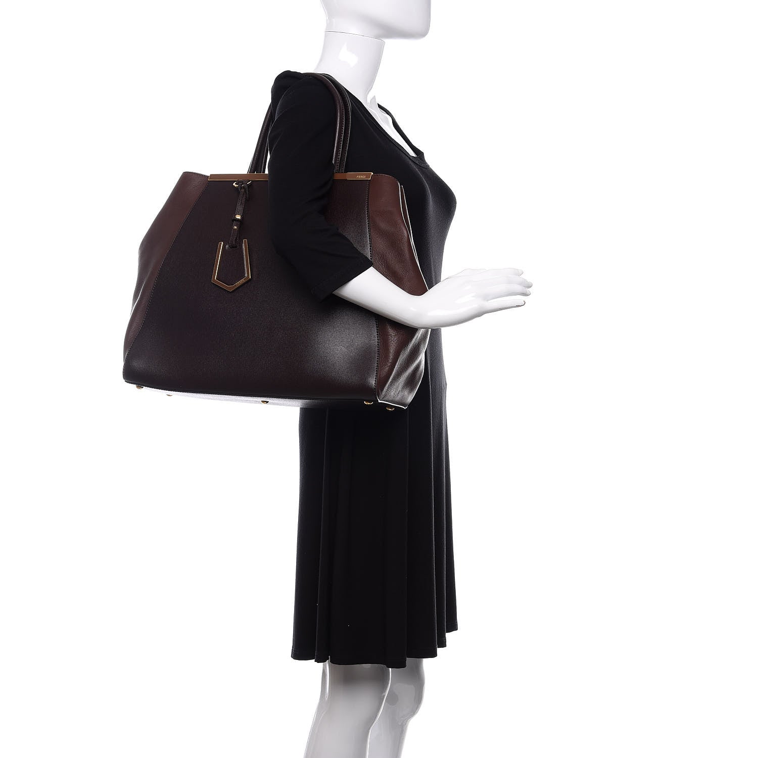 Fendi Vitello Elite Flamingo Large 2Jours Tote Moro Marrone Nocciola 2 of 12