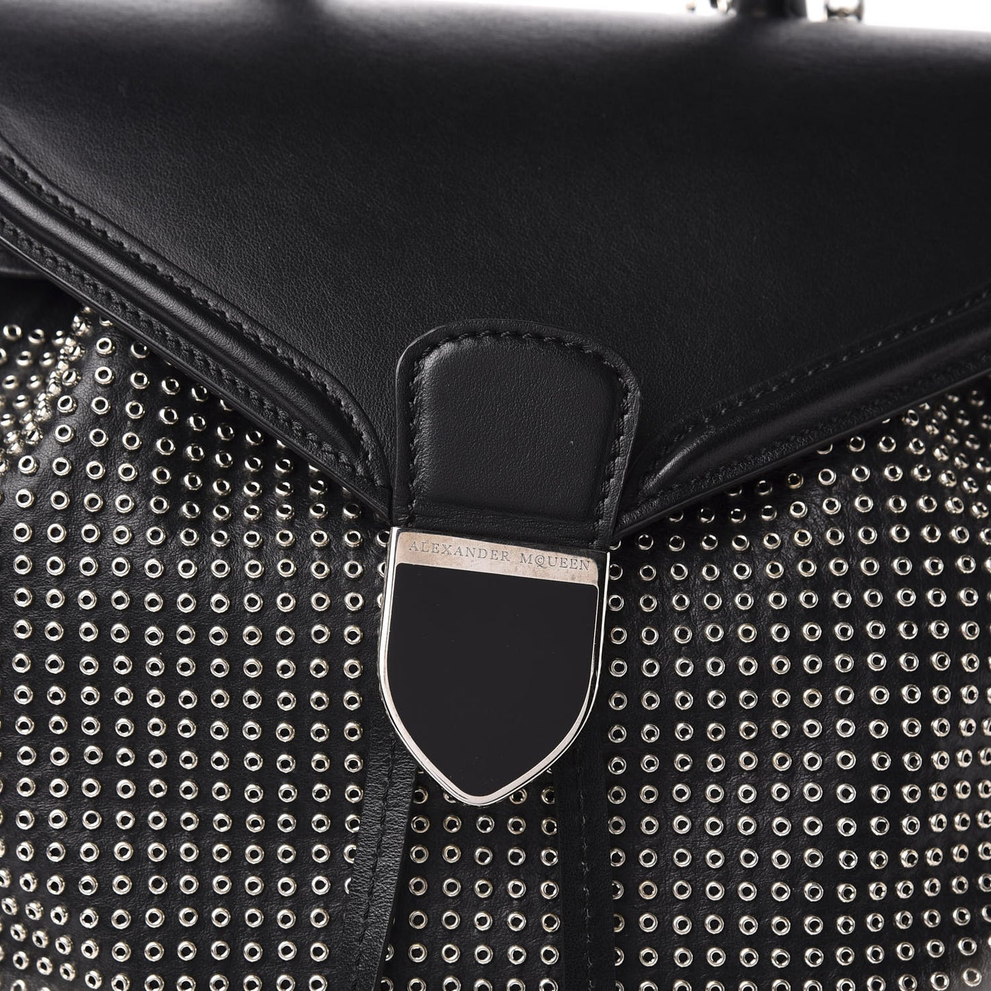 Calfskin Grommet Backpack Black