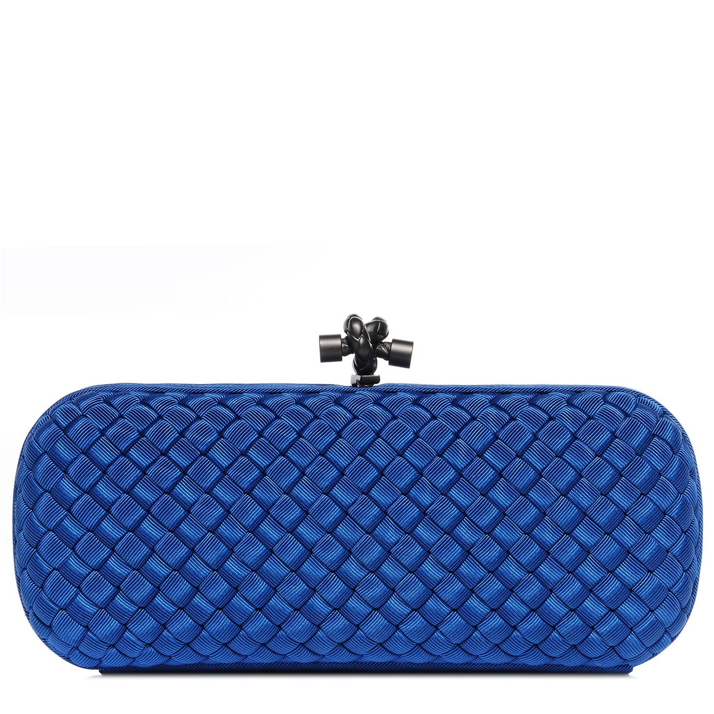 Silk Faille Intrecciato Knot Clutch Blue
