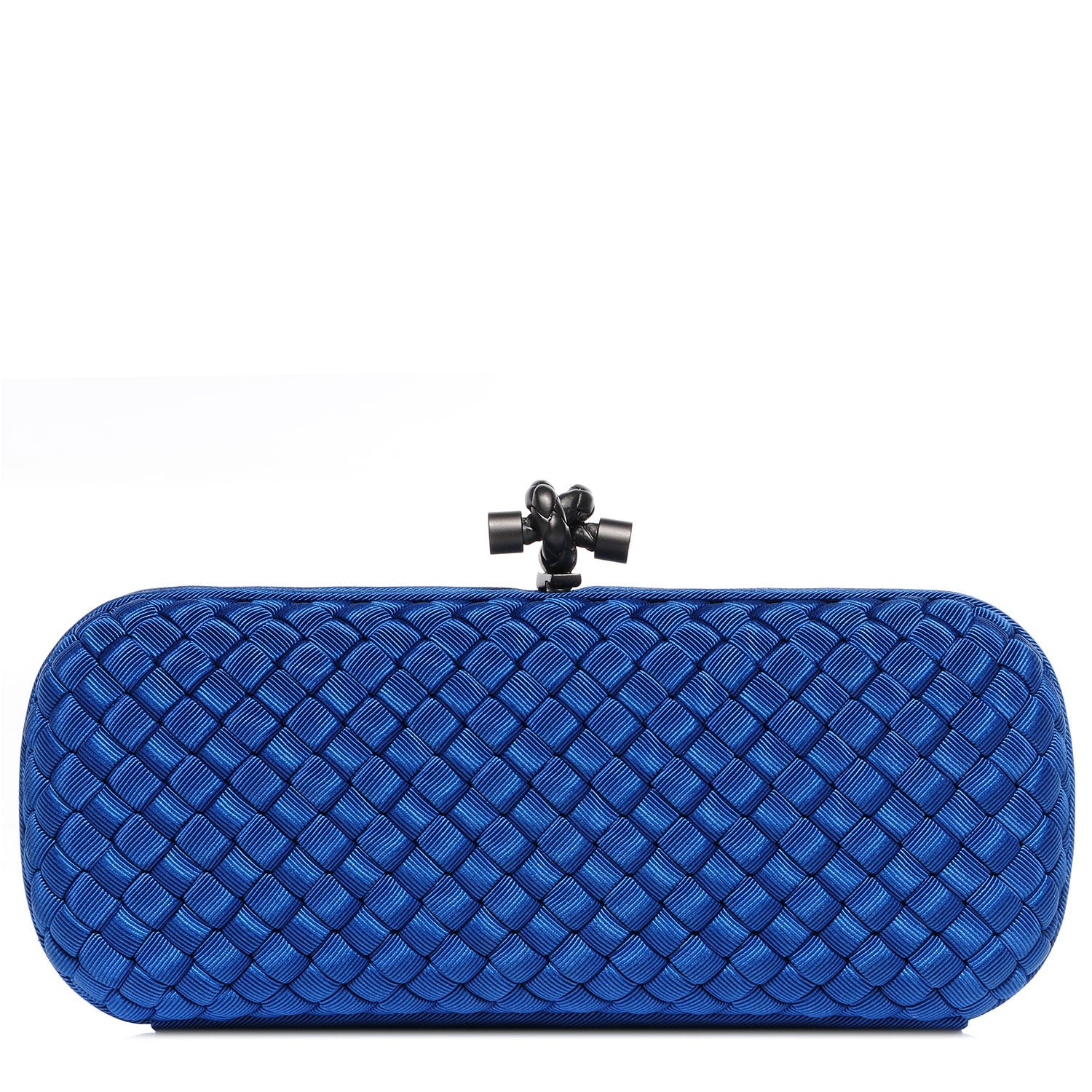 Bottega Veneta Silk Faille Intrecciato Knot Clutch Blue 1 of 7