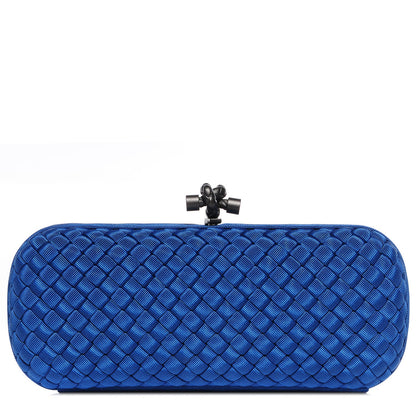 Bottega Veneta Silk Faille Intrecciato Knot Clutch Blue 1 of 7