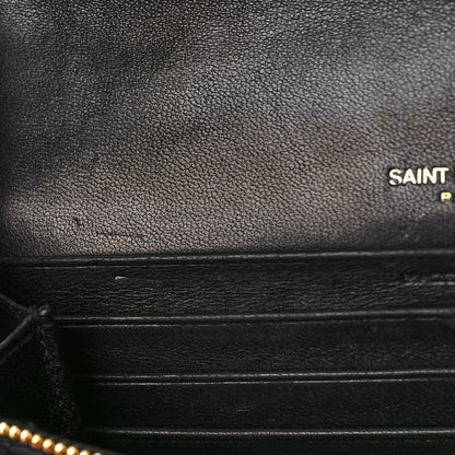 Saint Laurent Lambskin Quilted Monogram Large Gabbie Flap Wallet Black 7 of 10