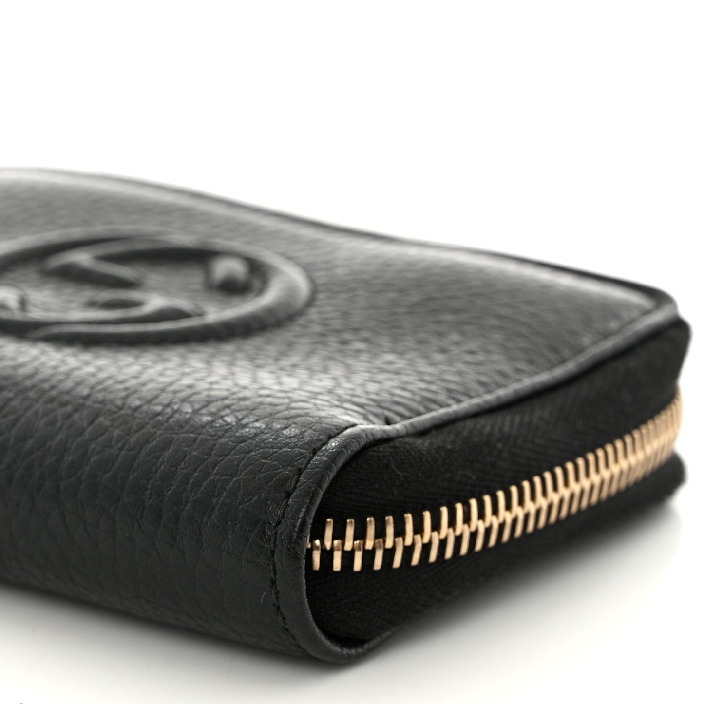 Pebbled Calfskin Small Soho Zip Around Wallet Black