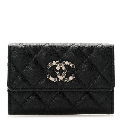 Chanel Shiny Caviar Enamel Quilted CC Flap Card Holder Black 1 of 11