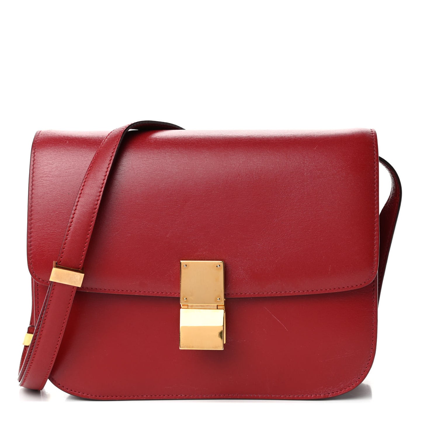 Box Calfskin Medium Classic Box Flap Bag Red