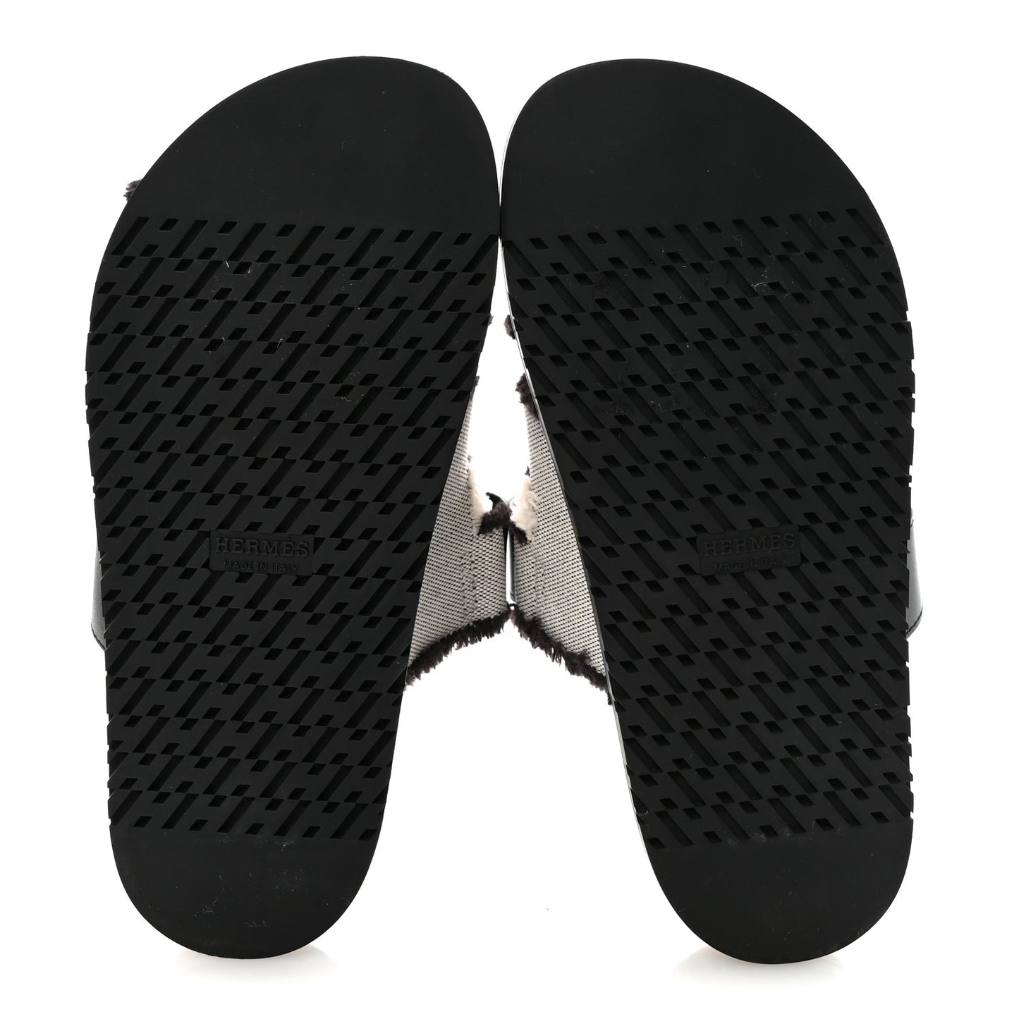 Techno Fringed H Canvas Caflskin Womens Chypre Sandals 36.5 Prunoir Black