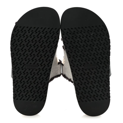 Hermes Techno Fringed H Canvas Caflskin Womens Chypre Sandals 36.5 Prunoir Black 6 of 9