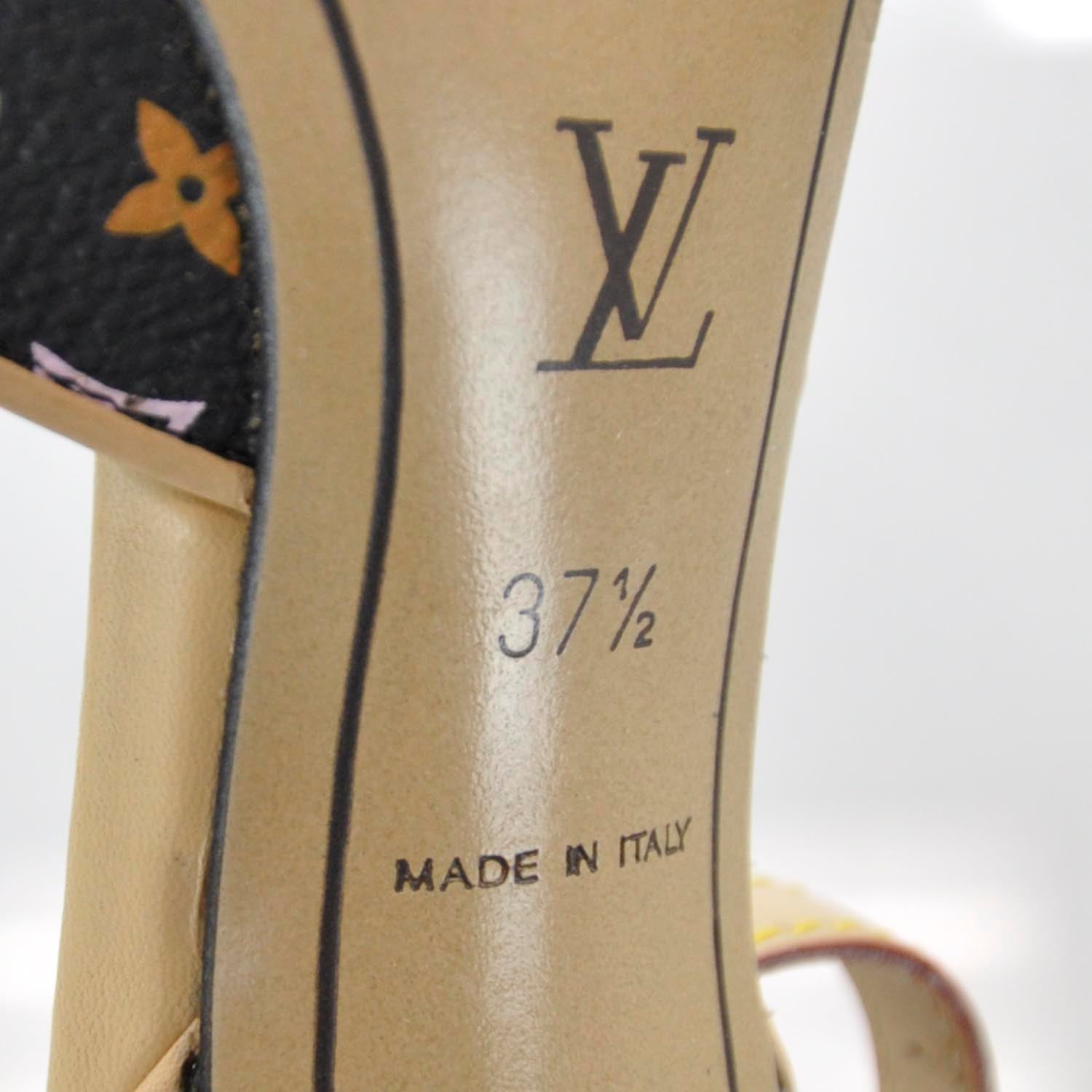 Louis Vuitton Monogram Multicolor Murakami Patent Fleur Heels 37.5 Black 6 of 6