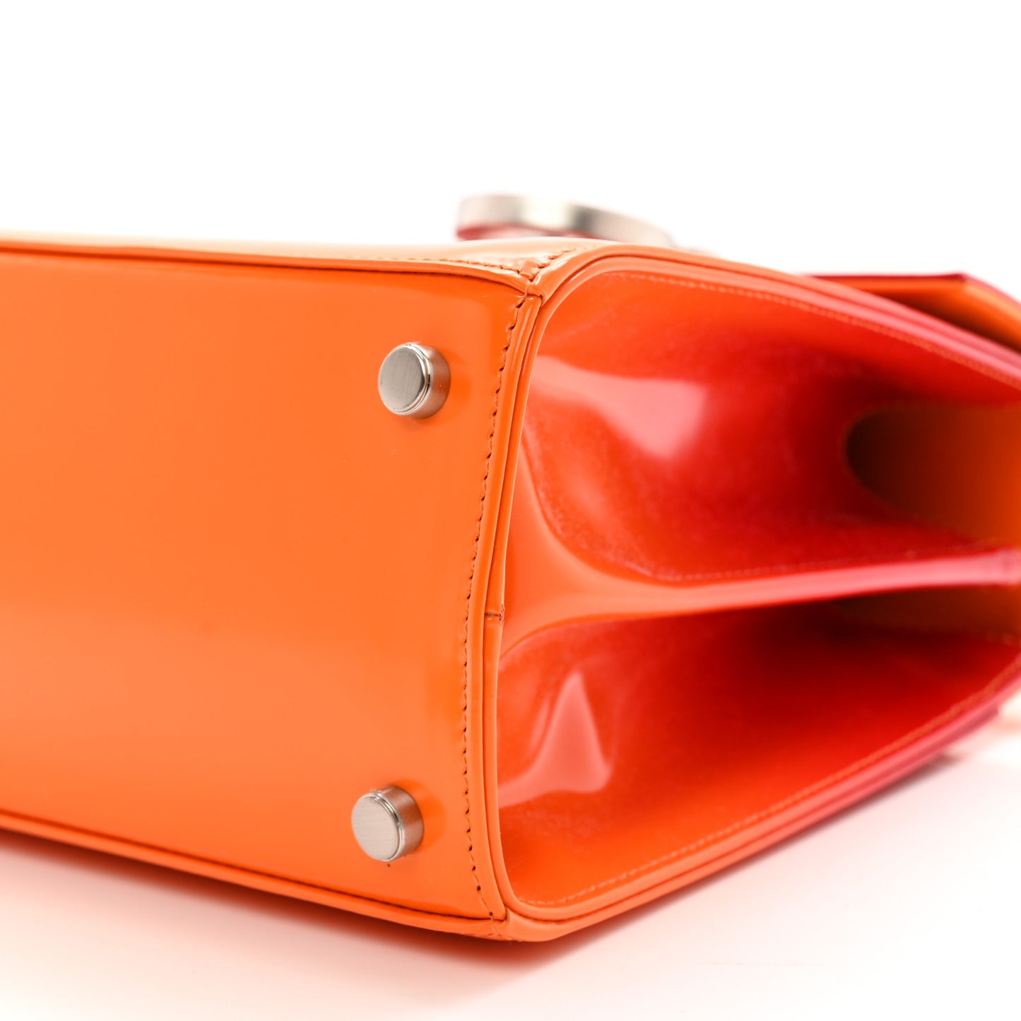 Brushed Calfskin Airbrush Small Iconic Top Handle Bag Orange Multicolor