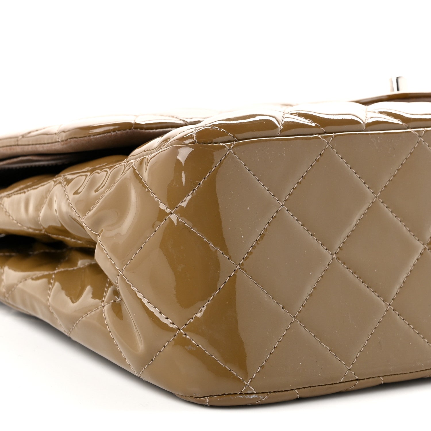 Chanel Patent Calfskin Quilted Jumbo Double Flap Grey 9 of 12