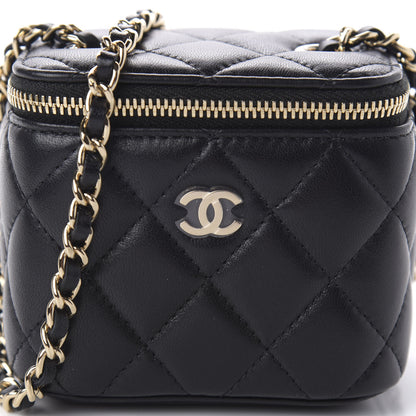Chanel Lambskin Quilted Mini Vanity Case With Chain Black 10 of 11