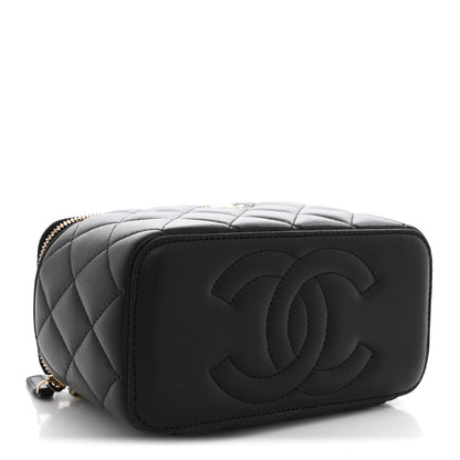 Chanel Lambskin Quilted Trendy Small Top Handle Vanity Case With Chain Black 3 of 10