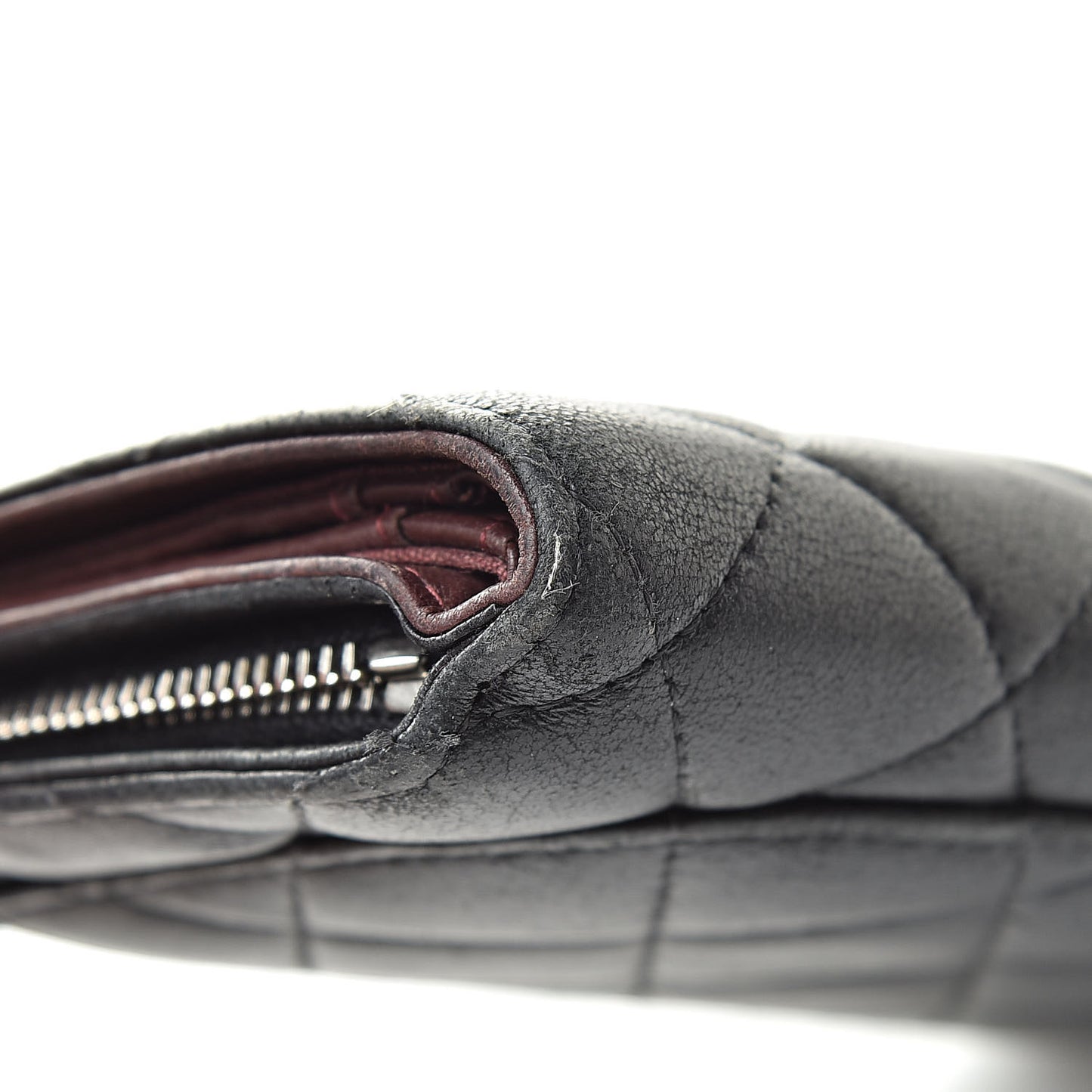 Lambskin Quilted Zipped Pocket Wallet Black