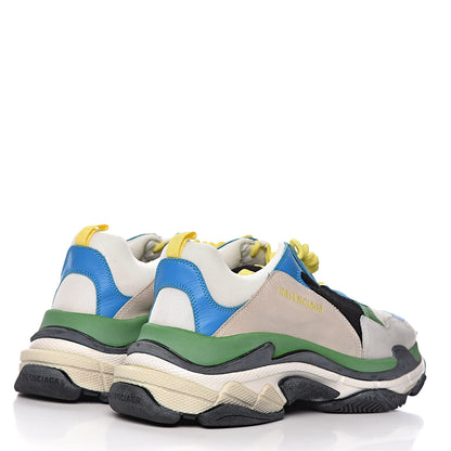 Balenciaga Fabric Mesh Nappa Mens Triple S Sneakers 47 Bleu White Vert Jaune 4 of 11