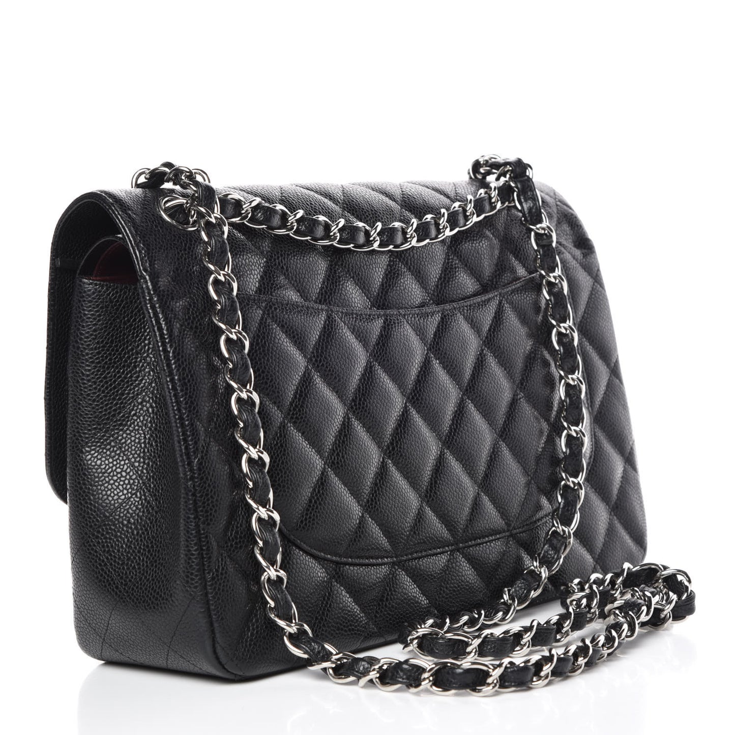 Caviar Quilted Jumbo Double Flap Black