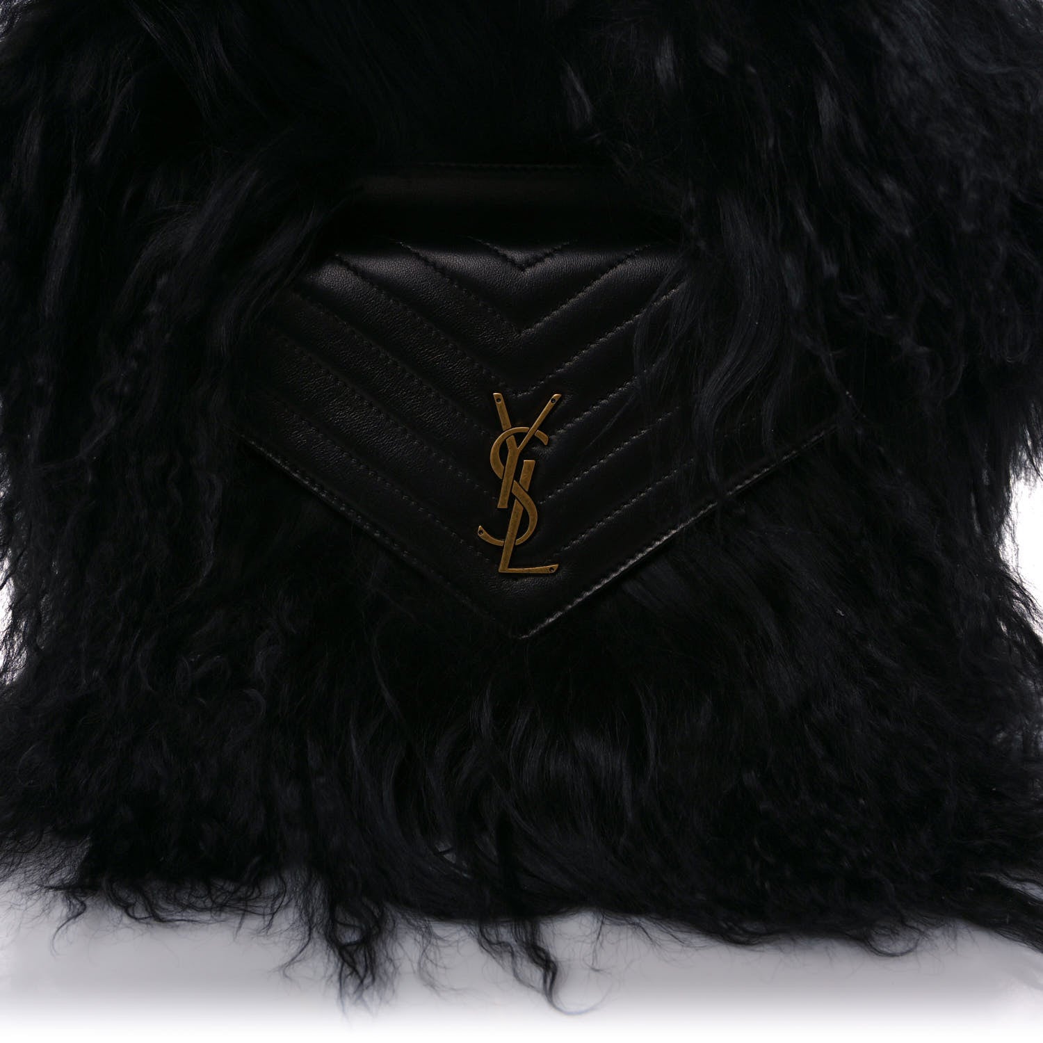 Saint Laurent Shearling Lambskin Joe Backpack Black 7 of 9