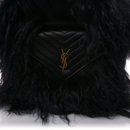 Saint Laurent Shearling Lambskin Joe Backpack Black 7 of 9