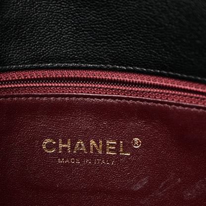 Chanel Shiny Goatskin Diagonal Quilted Large Flap Black 6 of 11
