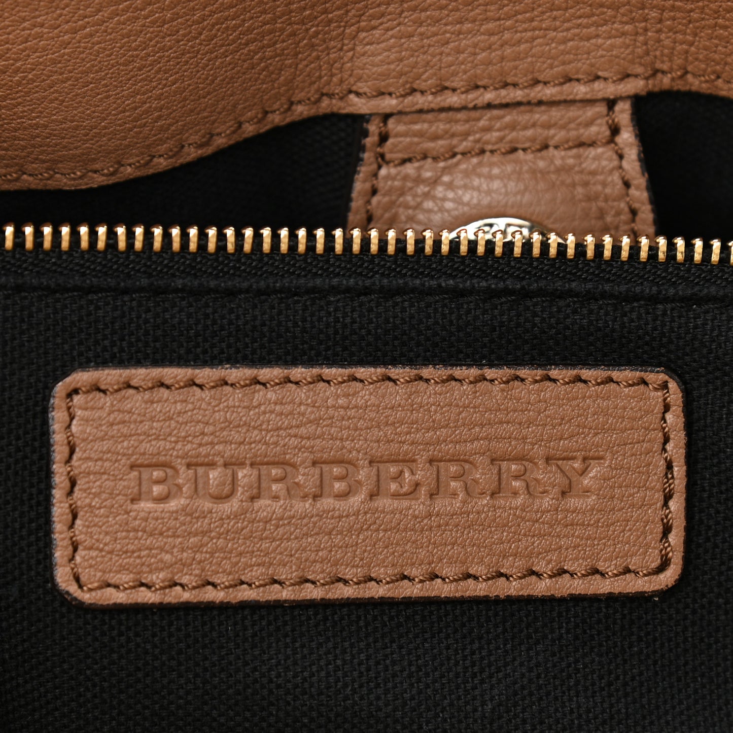 Grainy Calfskin House Check Medium Banner Tote Dark Sand