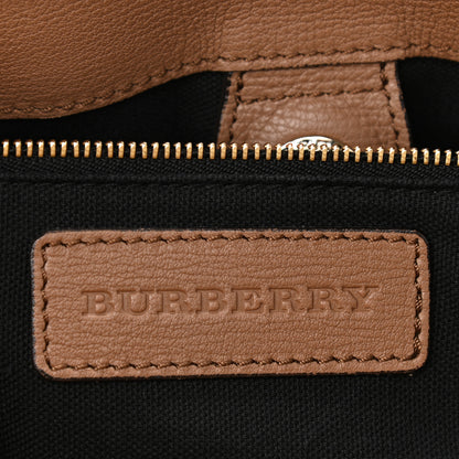 Burberry Grainy Calfskin House Check Medium Banner Tote Dark Sand 6 of 19