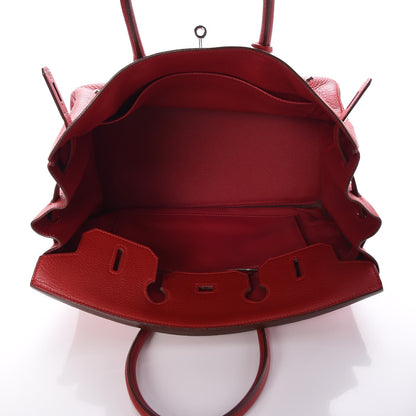 Hermes Taurillon Clemence Birkin 35 Rouge Casaque 21 of 33