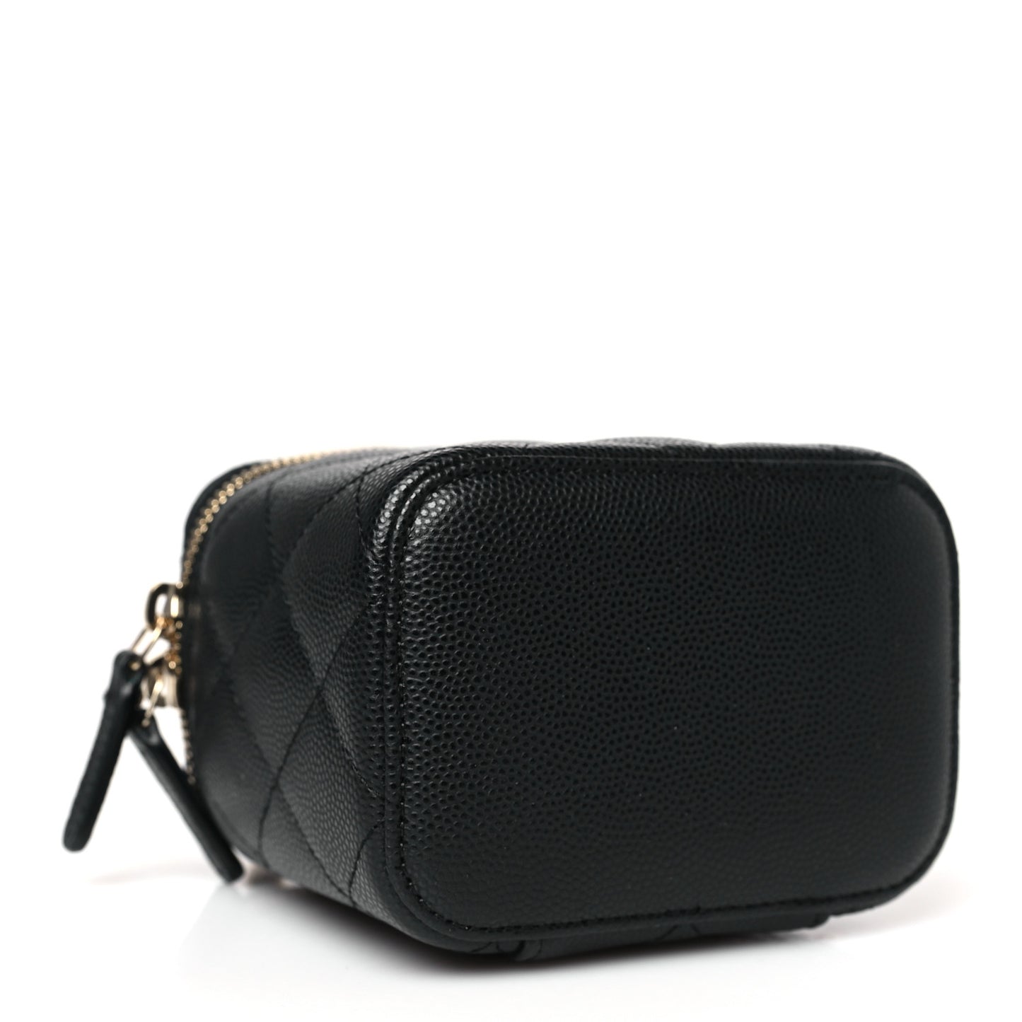 Caviar Quilted Mini Vanity Case With Chain Black