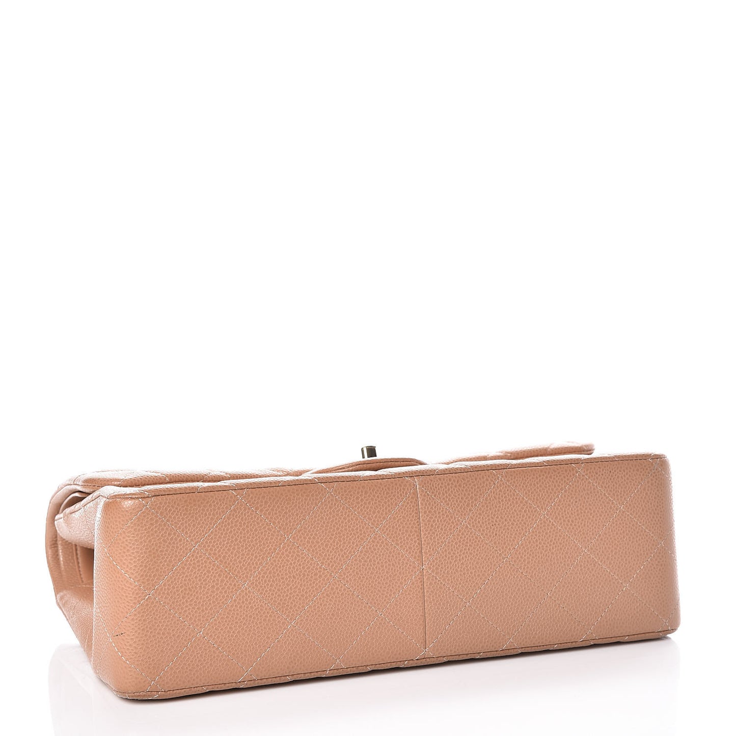 Caviar Quilted Jumbo Double Flap Beige Clair