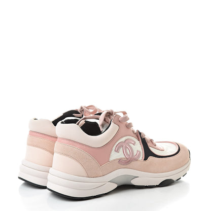 Chanel Nylon Lambskin Suede Calfskin CC Sneakers 39 Pink 4 of 8