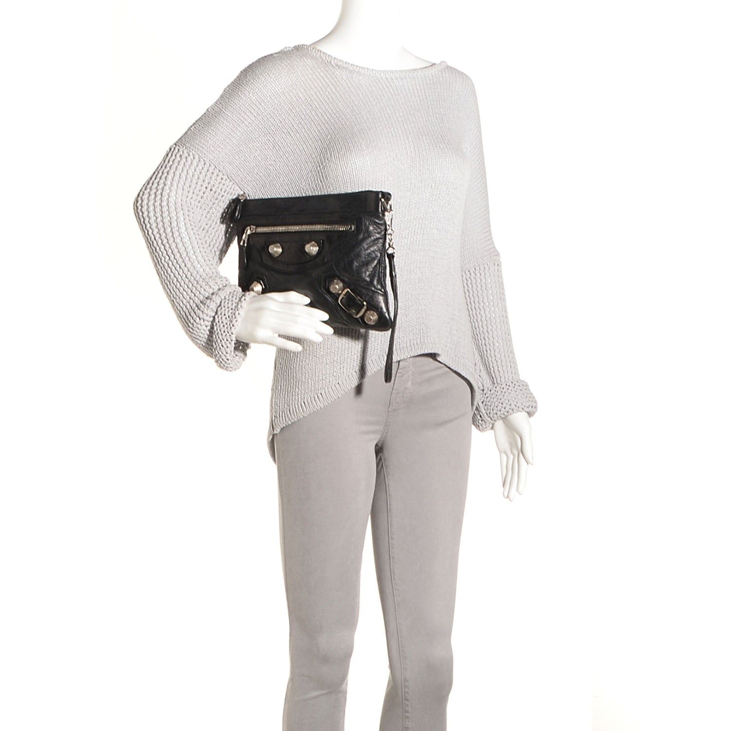 Balenciaga Chevre Giant 21 Silver Hardware Flat Handle Clutch Black 2 of 11